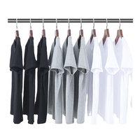 T-shirt pour hommes, à col rond et vierge, en coton peigné, super fin, de couleur unie, blanc, noir et gris, personnalisé,