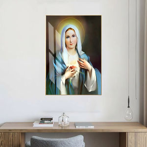 Decoración Moderna de Lujo para el Hogar, <span class=keywords><strong>Pintura</strong></span> en Porcelana de Cristal, Sagrado Corazón de Jesús, Arte Religioso Católico Enmarcado para Pared - Product Image 2