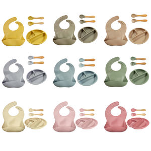 Ensemble d'ustensiles <span class=keywords><strong>de</strong></span> repas pour bébé en silicone sans BPA, fournitures <span class=keywords><strong>de</strong></span> sevrage, assiette à ventouse antidérapante, bavoir facilement ajustable - Product Image 6