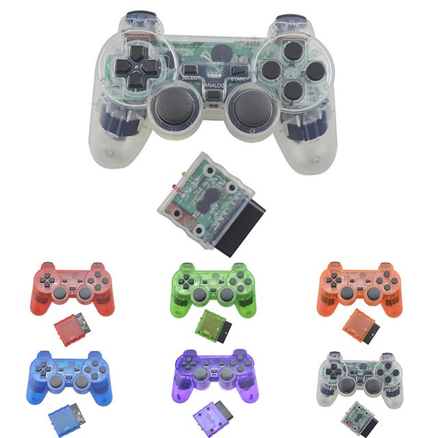 2.4G Wireless Joystick for PS2 Gamepad Transparent Double Vibration for PS2 Manette
