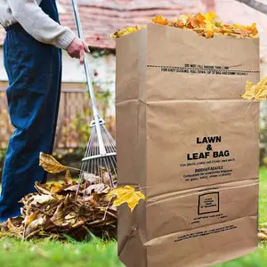 Customized Biodegradable Brown Paper Bag Leaf Lawn Grass Garden Brown Paper Bag