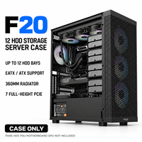 Boîtier de serveur de stockage F20 12 HDD EATX ATX Full Tower en acier avec cages de disques amovibles, support de radiateur 360 mm, 7 emplacements PCIe