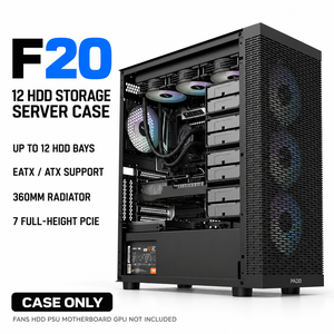 Caja de Servidor F20 para 12 Discos Duros, Chasis de Acero de Torre Completa EATX <span class=keywords><strong>ATX</strong></span> con Jaulas de Disco Extraíbles, Soporte para Radiador de 360 mm, 7 Ranuras PCIe - Product Image 1
