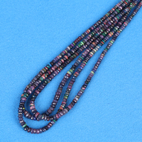 Perles de rondelle en opale noire naturelle Perle d'opale 3-4mm Brins de perles d'opale noire pour la fabrication de bijoux