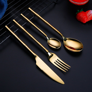 Ensemble de <span class=keywords><strong>couverts</strong></span> écologiques en acier inoxydable avec <span class=keywords><strong>manche</strong></span> en <span class=keywords><strong>bambou</strong></span>, 4 pièces, design tendance, vente chaude - Product Image 2