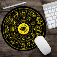 Tapis de souris MQ Zodiac Compass, tapis de bureau esthétique, tapis de souris en caoutchouc naturel pour le bureau et les jeux, tapis de souris rond pour ordinateur portable, accessoires de bureau