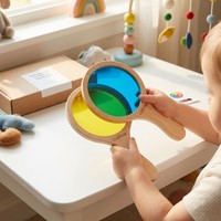 Pales de couleur chromatiques personnalisées OEM en bois avec superposition, planche filtrante transparente, jouet éducatif scientifique d'optique de la lumière et de la théorie