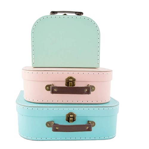 Handmade Luxury Cardboard Suitcase Box Single Side Coated Specialty Paper Packaging for Baby Toys Bracelets Earrings Decor