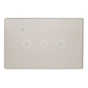 120*72mm Grey Crystal glass panel With Google Alexa Home WiFi Tuya APP Smart control Wall Light Touch WIFI Power Switch