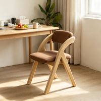 Chaises de salle à manger pliantes en bois massif de style nordique, directement du fabricant, revêtement en velours synthétique, design ergonomique durable pour la maison