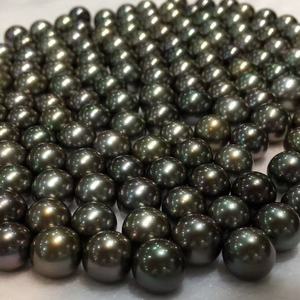 프리미엄 주얼리 천연 라운드 타히티 블랙 펄 8-12mm 해양 진주 블랙 파인 펄 도매 제3자 인증 - Product Image 2