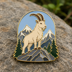 En gros, Épinglette en émail personnalisée de haute qualité avec motif chèvre alpine, Badge souvenir de la nature sauvage, Épinglette de revers en métal pour la mode outdoor - Product Image 3