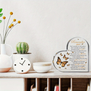 <span class=keywords><strong>Plaque</strong></span> commémorative en forme de cœur en acrylique de marque Diytree Décoration de <span class=keywords><strong>deuil</strong></span> funéraire et cadeau pour un souvenir personnalisé - Product Image 5