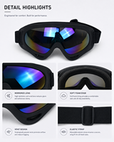 Lunettes de moto coupe-vent avec verres miroir pour scooter, VTT et moto de rue