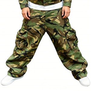 Pantaloni Cargo da Uomo con Stampa Mimetica, Gamba Larga, Multi-tasca, Abbigliamento Streetwear Premium Rainbow Spray - Product Image 1