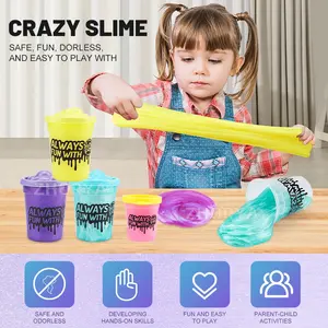 Leemook diskon besar 3 warna transparan kristal Slime Playdough berpura-pura hadiah ulang tahun tanah liat Set DIY Slime untuk anak-anak