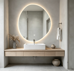 Round <b>LED</b> Bathroom Mirror Wall Mounted Anti Fog Touch Control Dimmable Makeup <b>Vanity</b> Mirror - Product Image 1
