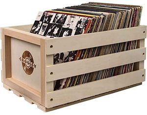 Record Storage Crate Holds up to 75 Albums Wooden Boxes Small Rustic Farmhouse Style Decor Glass wooden gift crate