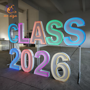 사용자 정의 LED 네온 금속 RGB 자이언트 3ft 4ft 선택 윤곽 문자 바 생일 파티 웨딩 이벤트 장식 - Product Image 3