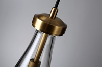 Luminaire suspendu en verre cristal avec finition en métal bronze pour la décoration intérieure, lampe suspendue en forme de larme