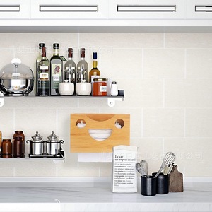 Bamboo <b>Paper</b> Napkin Dispenser Wall Mounted Rectangular Wood Grain <b>Color</b> Desktop <b>Tissue</b> Box Storage Holder - Product Image 1