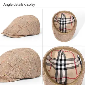 Newsboy Mũ nồi Tweed mùa đông Mũ Cabbie Newsboy phẳng hàng đầu Gatsby mũ thiết kế logo riêng của bạn Ivy cap - Product Image 3