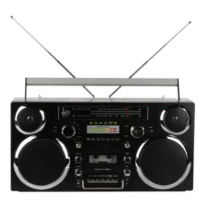 Brooklyn 1980S-Stijl Draagbare Boombox-Cd Speler, Cassettespeler, Fm Radio, Usb, Draadloze Bluetooth Speaker-Zwart