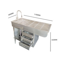 Table de traitement vétérinaire en acier inoxydable 304 avec évier, table de préparation animale, équipement de clinique, fabricant