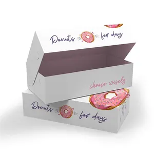 Großhandel Luxus rosa weiß Karton Single 6 12 24 Loch Cupcake Cookie Bäckerei Verpackung individuell bedruckte einfache Donut-Boxen