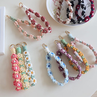 Nuevo Cordón Universal de Moda 2025 con Cadena Colgante y Anillo para Teléfono Móvil, Clip de Muñeca, Diseño de Flor Margarita, Cuerda Trenzada de 20cm para Uso en Coche
