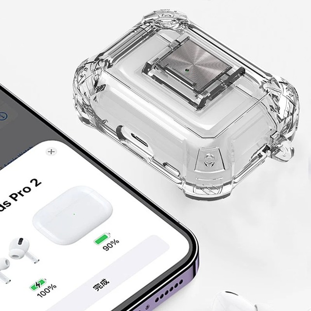 Anit-shock Transparent Soft TPU Lock Carabiner Earphone Full Protection Case for Apple Airpods Pro 1 2 3 for airpods 4