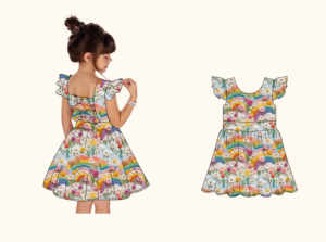 Venta al por mayor niños Flutter manga verano Twirl vestido con volantes para niños niñas 2 a 14 años <span class=keywords><strong>de</strong></span> edad estampados personalizados vestidos <span class=keywords><strong>de</strong></span> niña - Product Image 5