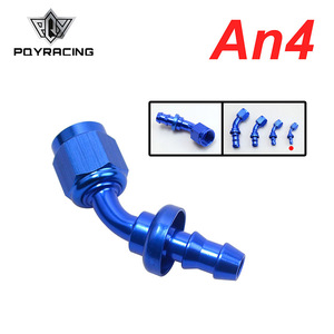 Conector de Combustible Poyracing AN4 de 45 Grados, Conector Automotriz de Metal Azul - Product Image 1