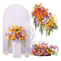 Ensemble de fleurs artificielles faites à la main en rose, orange et violet, style macaron, pour mariage, cadre photo de bienvenue, fleurs murales et allée.