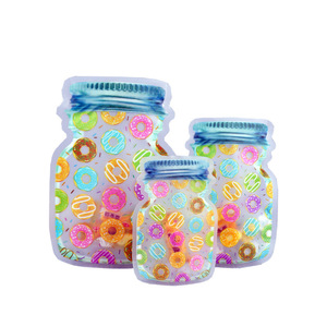 China factory clear plastic bag mason jar ziplock food packaging bags stand up mason jar maylar bag for meat, snack