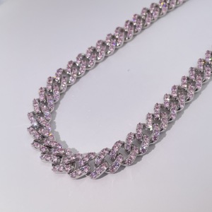 Collar de Cadena Cubana con Gemas Rosadas de Lujo Tianyu Gems, con Circonita Cúbica Brillante, para Unisex - Product Image 3