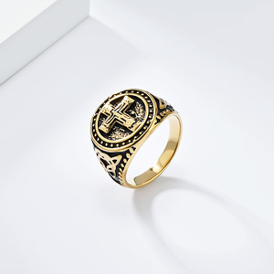 Men's <b>Titanium</b> Steel Cross <b>Ring</b> Gold <b>Black</b> Silver Daily Wear Jewelry Punk Style Fashion <b>Ring</b> - Product Image 3