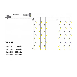 6M <span class=keywords><strong>X</strong></span> <span class=keywords><strong>3M</strong></span> 600 LED Trang Chủ Ngoài Trời Ngày Lễ Giáng Sinh Trang Trí Đám Cưới Xmas Chuỗi Fairy Rèm Vòng Hoa Dải Đèn Tiệc - Product Image 6