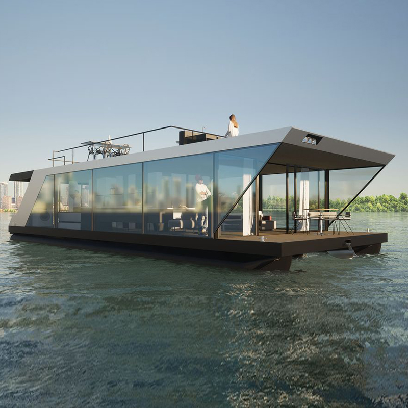 Luxe Water Huis Modulaire Mobiele Huis Tiny Home Prefab Drijvende Hotel Woonboot Solar Boathouse Drijvende Woningen Yacht Design