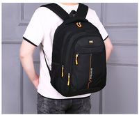 Sac à dos unisexe grande capacité en nylon imperméable avec fermeture éclair, motif lettres, design simple, couleur tendance