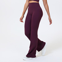 Celana Yoga Wanita Ramah Lingkungan Pinggang Tinggi Model Flare, Legging Yoga Penyangga Bokong, Celana Olahraga Kasual