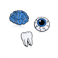 Cartoon niedlichen medizinischen Organ Gehirn Augen zahn Metall Brosche Knopf Anstecknadeln Brosche Abzeichen lustiges Geschenk für Doktor Souvenir