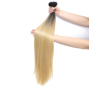 ผมตรงแบบ Bone Straight ขนาด 24 30 นิ้ว สีดำธรรมชาติไล่เฉดสีบลอนด์ ทนความร้อน ผลิตจากเส้นใยโปรตีนออร์แกนิก แบบผมปลอม - Product Image 3