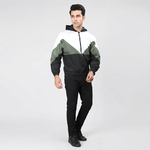 Autumn Windbreaker Wholesale <b>Men</b> Plus Size Stand Collar <b>Canvas</b> <b>Jackets</b> Front Logo Plain <b>Men's</b> <b>Jackets</b> - Product Image 1