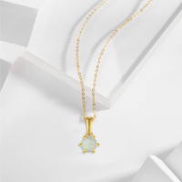 Collier avec pendentif opale plaqué or pour femmes Bijoux en opale ronde élégante et délicate minimaliste