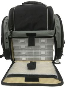 Sac à dos de pêche grande capacité BSCI, étanche, avec housse de protection contre la pluie et 4 boîtes de rangement pour leurres - Product Image 3