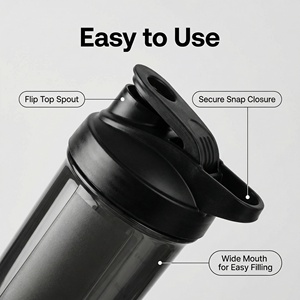 Gym Custom Protein Shaker Bottle 500ml with Logo Lightweight Durable Plastic for Sports Training - Product Image 4