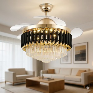 Switch and <b>Remote</b> <b>Control</b> 36-Inch LED Crystal Ceiling <b>Fans</b> with DC Motor Multiple Size Colorful Lighting for Room Decorations - Product Image 4