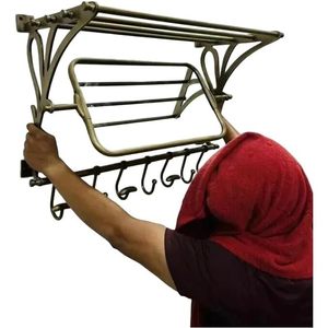 ALFA NAUTICAL Vintage Finish Bathroom Wall Mount Coat Rack <b>Mirror</b> Rectangle Aluminum Clothing Organizer <b>Foldable</b> Adjustable - Product Image 5