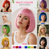 Perruque courte bob dégradée gris argenté de qualité supérieure avec frange, cheveux synthétiques résistants à la chaleur pour femmes, OEM